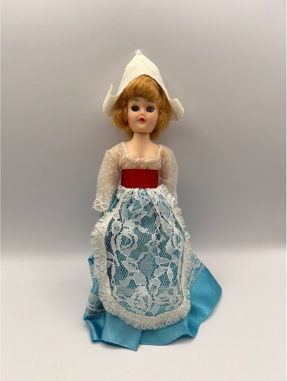 Dutch souvenir doll girl blue white red Floral Girls mid-century